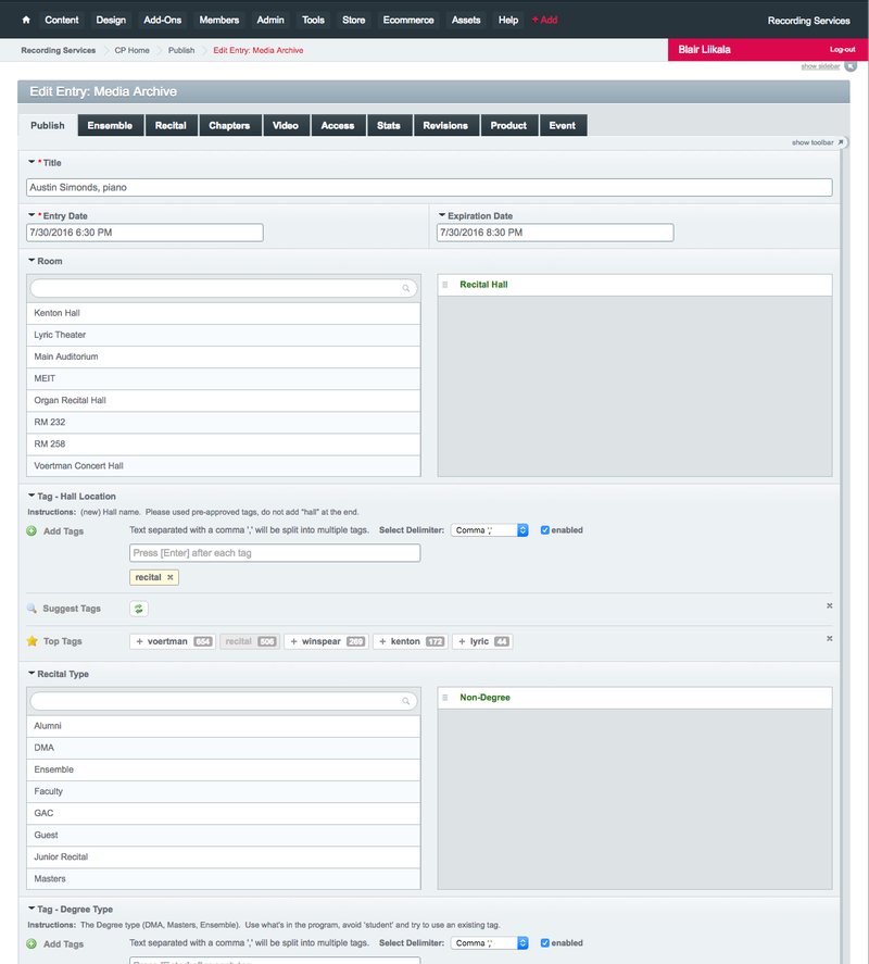 Authoring CMS admin pages.